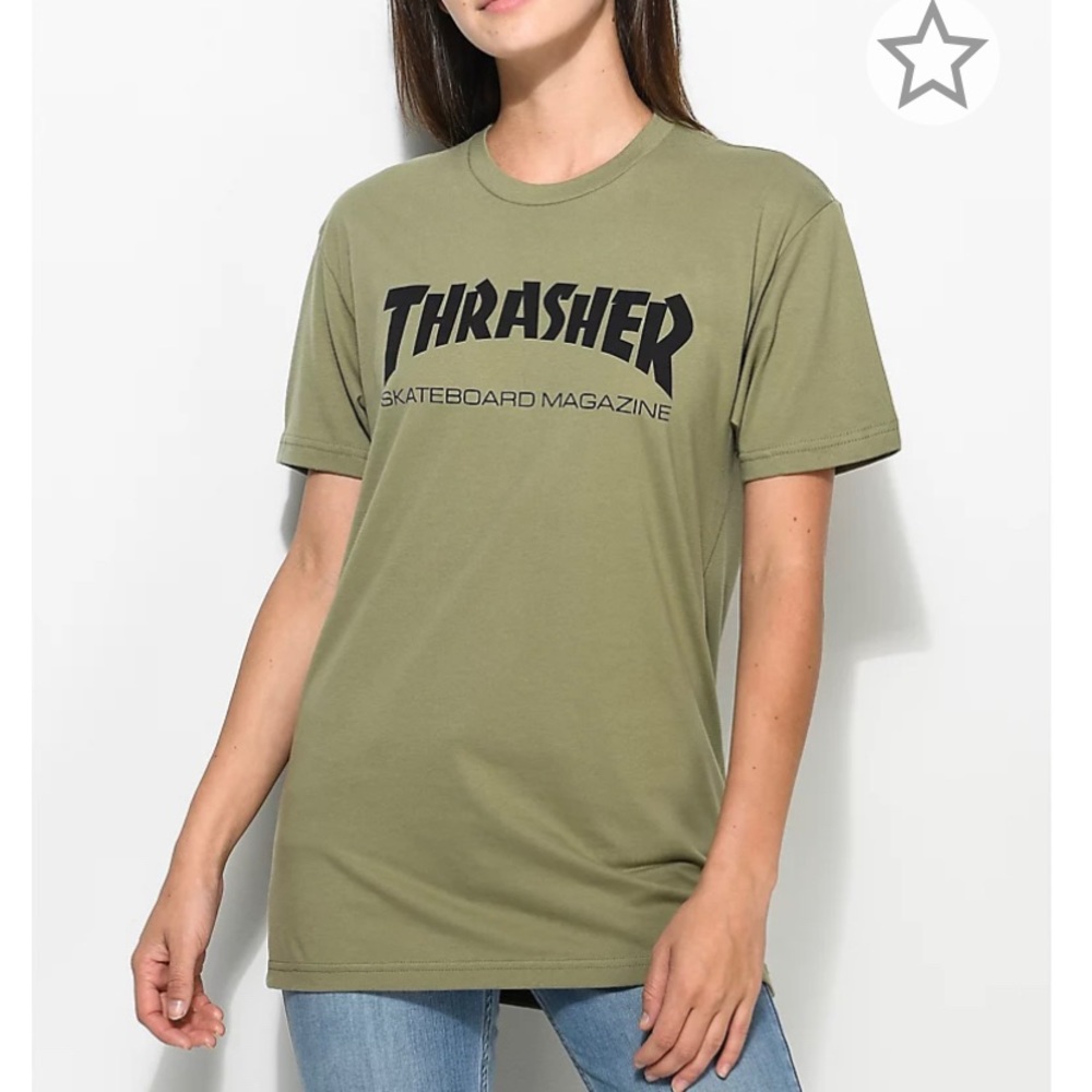 Thrasher Skate Mag Olive Boyfriend Fit T-Shirt